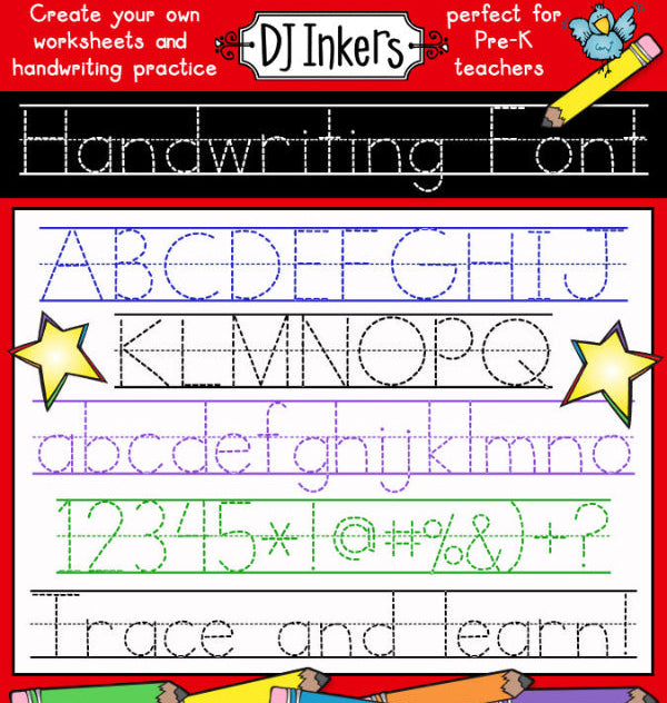 Help kids practice handwriting and create your own worksheets with this great traceable font by DJ Inkers
