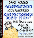 DJ Moo font has cute cow print lettering for farms and kids by DJ Inkers