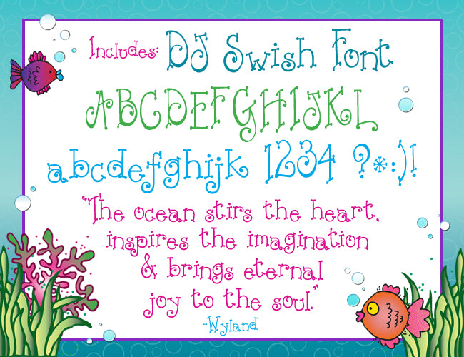 DJ Swish is a swirly font for fun and fish by DJ Inkers