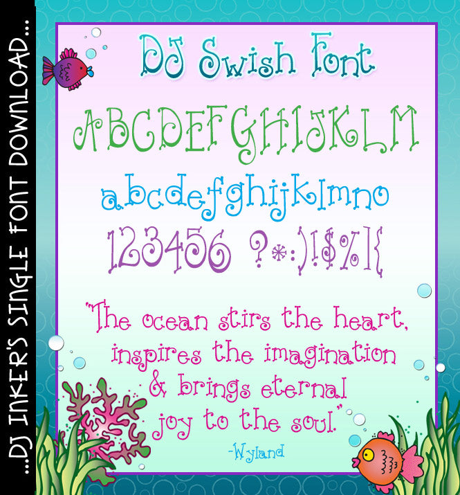 DJ Swish is a fun swirly font for computer crafting by DJ Inkers