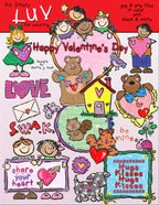 Love Kids Crayon Clip Art for Valentine's Day by DJ Inkers