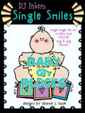 Baby on Blocks - Single Smiles Clip Art Image