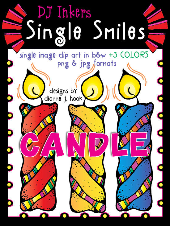 Candle - Single Smiles Clip Art Image