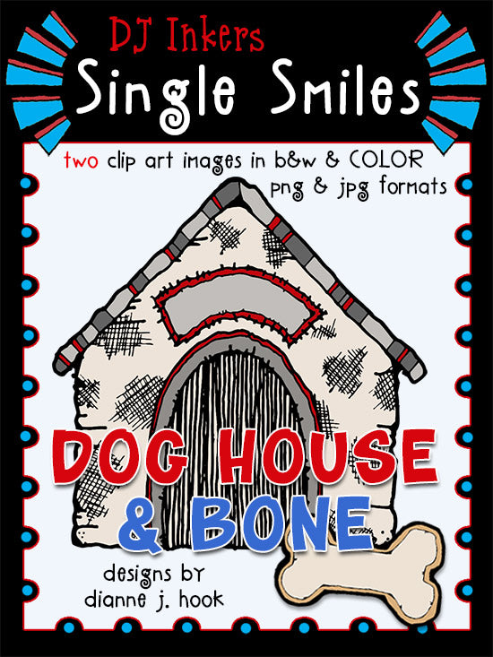 Dog House and Bone - Single Smiles Clip Art