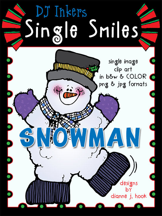 Cute clip art snowman for winter smiles by DJ Inkers