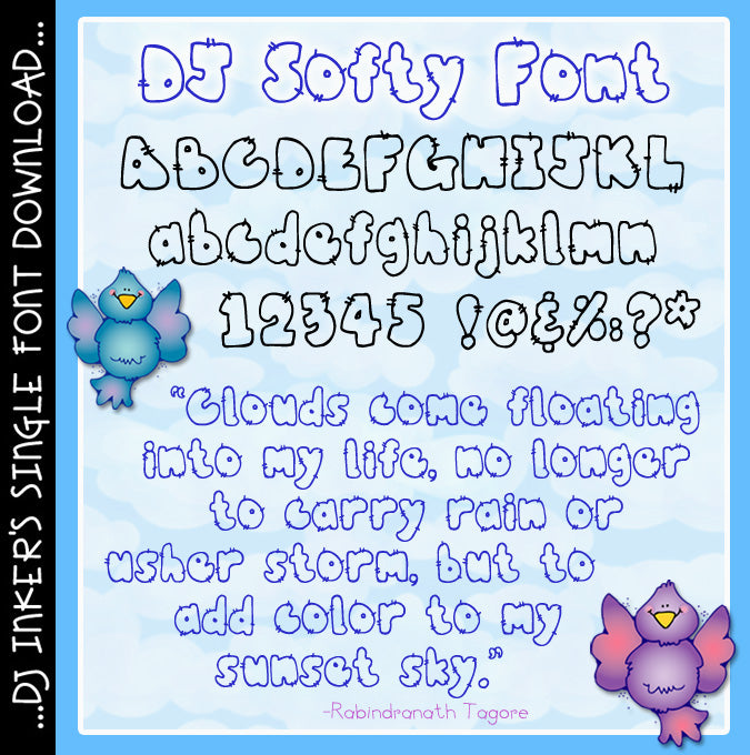 DJ Softy Font - Puffy Cloud Lettering Download