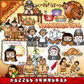Thanksgiving and autumn clip art for November by DJ Inkers