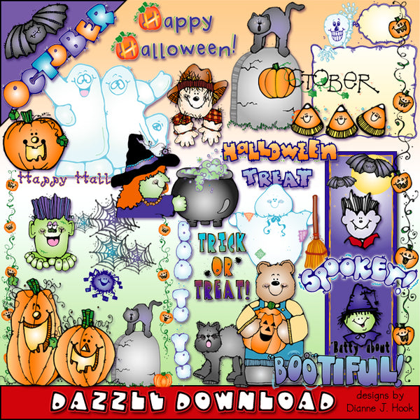 Cute clip art for October and Halloween fun for kids by DJ Inkers