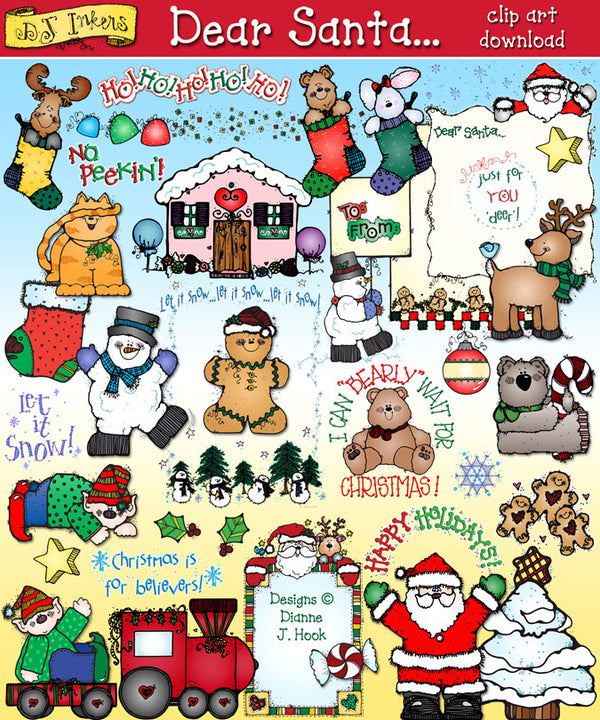 Dear Santa Christmas Smiles Clip Art Download