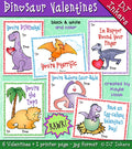 Cute printable dinosaur valentines for kids by DJ Inkers