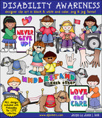 Cute kids clip art for Disability Awareness by DJ Inkers