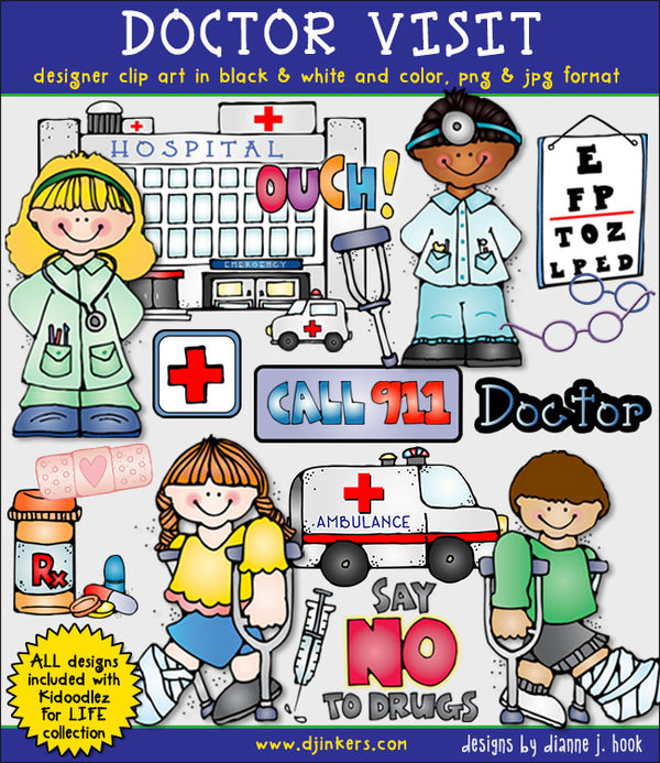 Doctor Visit & Medical Clip Art for Kids, Nurses and Clinics by DJ Inkers