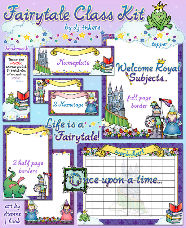 Fairytale Classroom theme kit with clip art by DJ Inkers