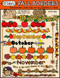 Cute clip art page borders for fall and autumn by DJ Inkers