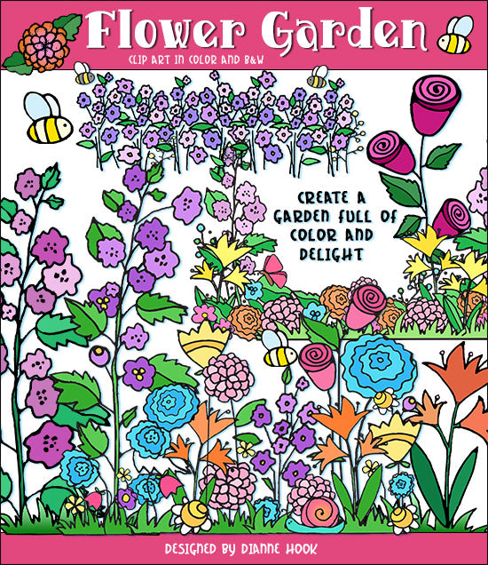 Clip art flower borders and backgrounds for spring and garden smiles by DJ Inkers
