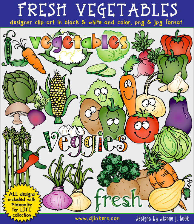 Fresh vegetables clip art for kids by DJ Inkers