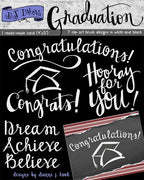 Brush lettering words and clip art sayings for Graduation by DJ Inkers
