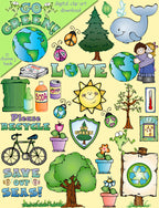 Go green with this cute conservation clip art for Earth Day by DJ Inkers