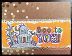 Boo to You! Haunted house Halloween card by DJ Inkers