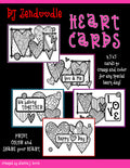 5 Printable Heart Cards to color for your Valentine by DJ Inkers