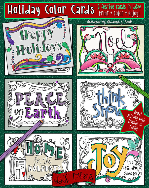 Holiday Coloring Cards Printable Download