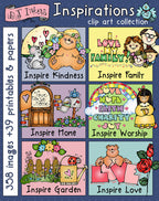 Inspirational clip art, borders and ideas to create smiles for home, church and crafting by DJ Inkers