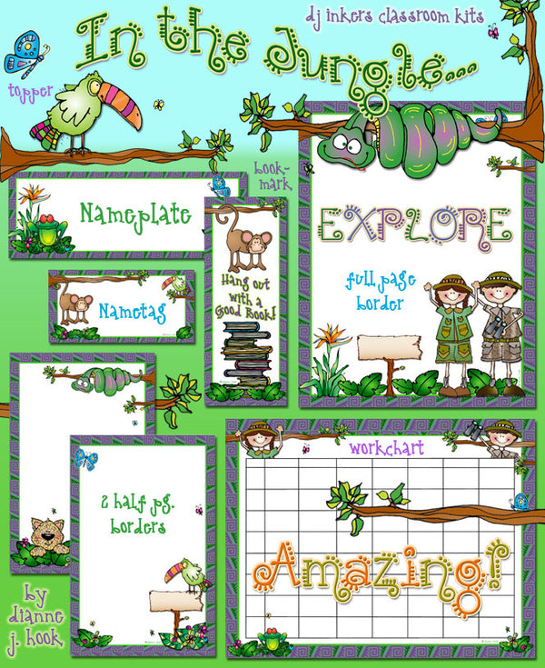 In the Jungle Classroom Theme Borders & Printables