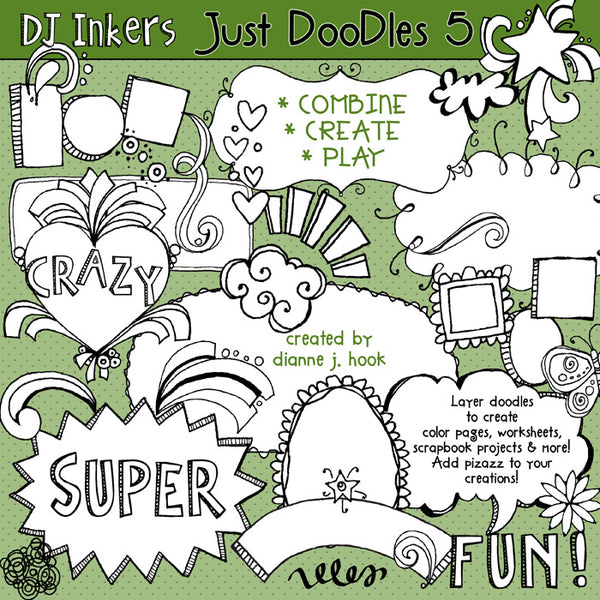 Fun clip art swoops and swirls for digital crafting by DJ Inkers