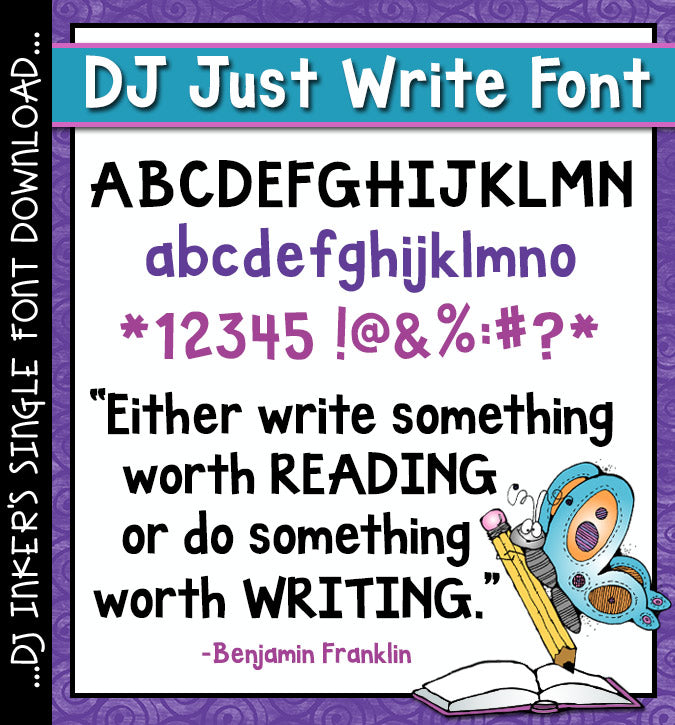 This bold block letter font by DJ Inkers is Just Write!
