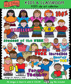 Cute clip art boys, girls and smiles for kids of all ages by DJ Inkers