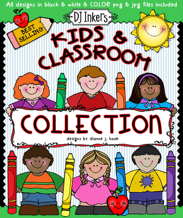 Kids and Classroom clip art for teachers and schools by DJ Inkers