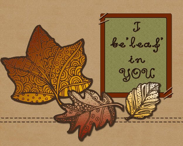 Autumn Leaves Zen-Doodle Clip Art Download