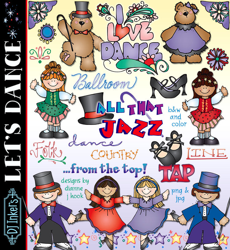 Cute dance class clip art  and smiles for kids who love to dance by DJ Inkers