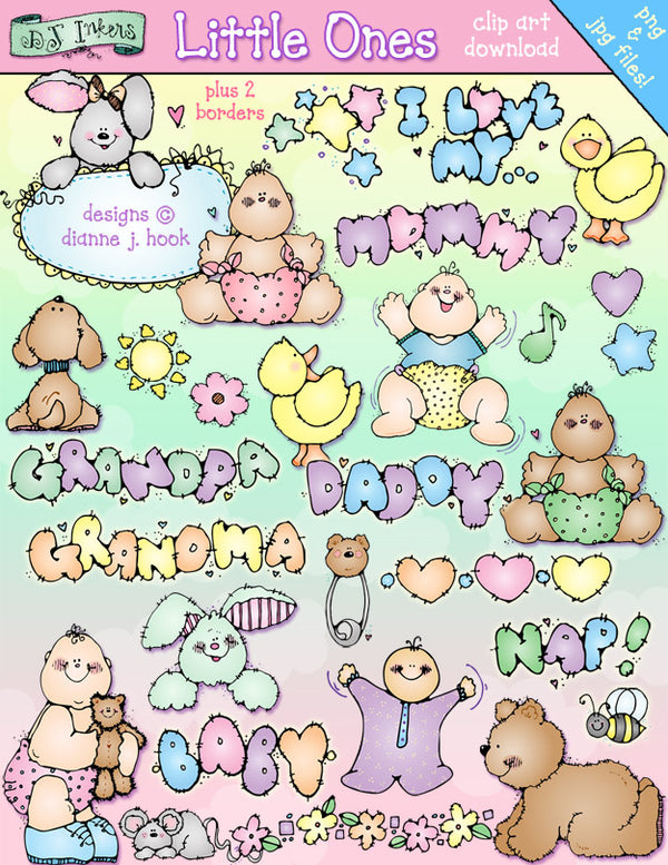 Cute baby clip art for your little ones, baby showers and baby books by DJ Inkers