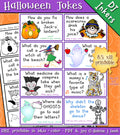 Printable Halloween joke cards for kids by DJ Inkers