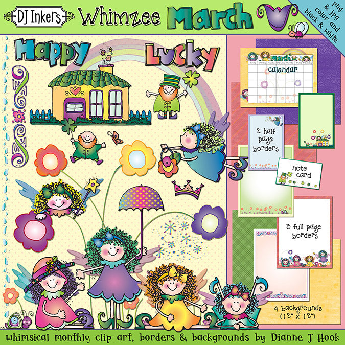 Springtime clip art and whimsical clip art fairies for St. Patrick's Day by DJ Inkers
