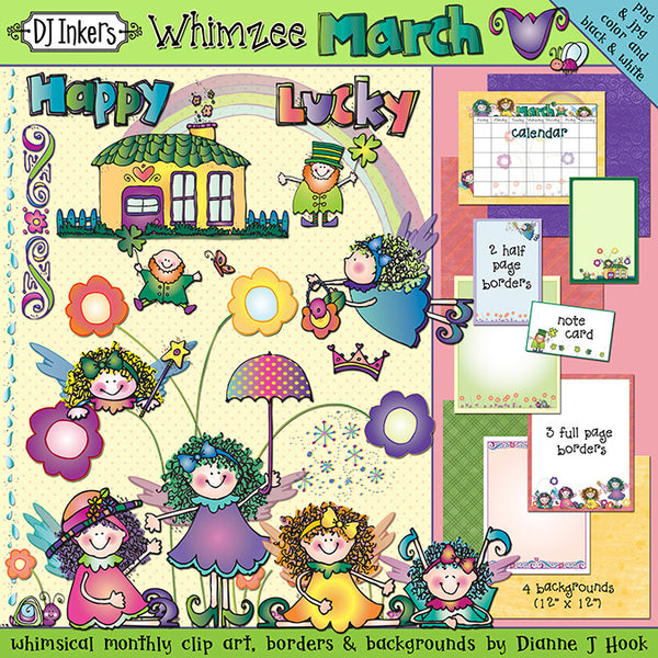 Springtime clip art and whimsical clip art fairies for St. Patrick's Day by DJ Inkers
