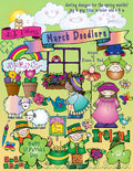 Cute spring clip art for St. Patrick's Day and March weather by DJ Inkers