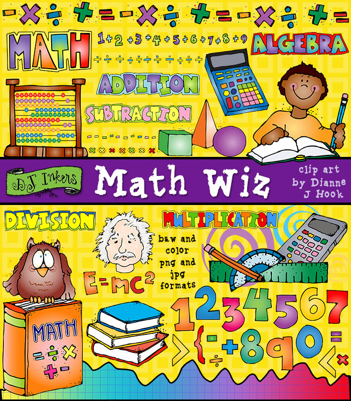 Math Wiz clip art is perfect for teachers, math worksheets, centers, home school and more.