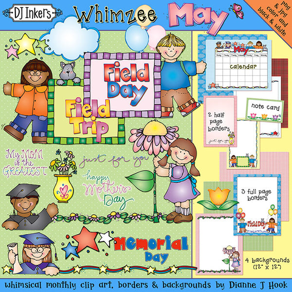 Whimsical clip art for Mother's Day, spring & graduation by DJ Inkers