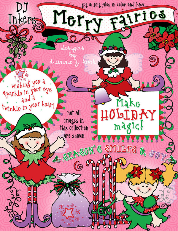 Merry Fairies - Holiday Clip Art Download