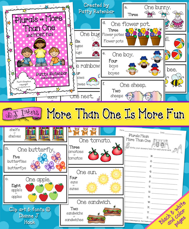More Than One Is More Fun - Learning Plurals Activity Packet by DJ Inkers