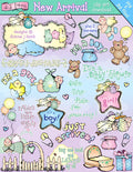 New Arrival stork and baby clip art for baby girl or boy by DJ Inkers
