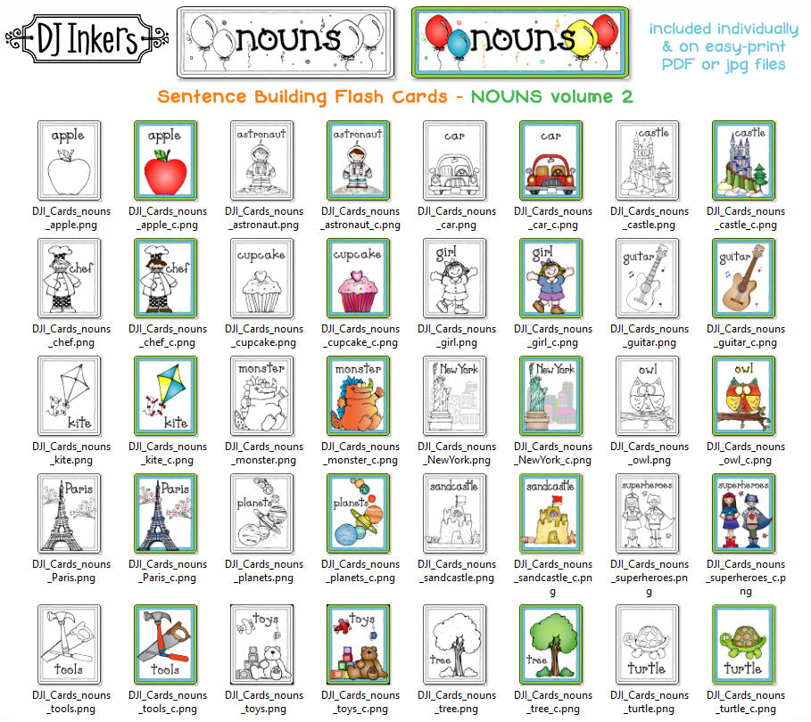 Sentence Building Bundle - Parts of Speech Flash Cards Collection