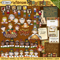 Whimsical family clip art and borders for Thanksgiving and November by DJ Inkers