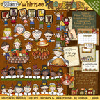 Whimsical family clip art and borders for Thanksgiving and November by DJ Inkers