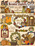 November clip art for Thanksgiving and autumn harvest by DJ Inkers