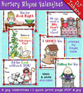 Nursery Rhyme Valentines made with cute kids clip art by DJ Inkers