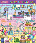 Fun kids clip art for birthdays, celebrations and party time by DJ Inkers