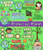 Protect our Planet clip art for conservation and Earth Day by DJ Inkers